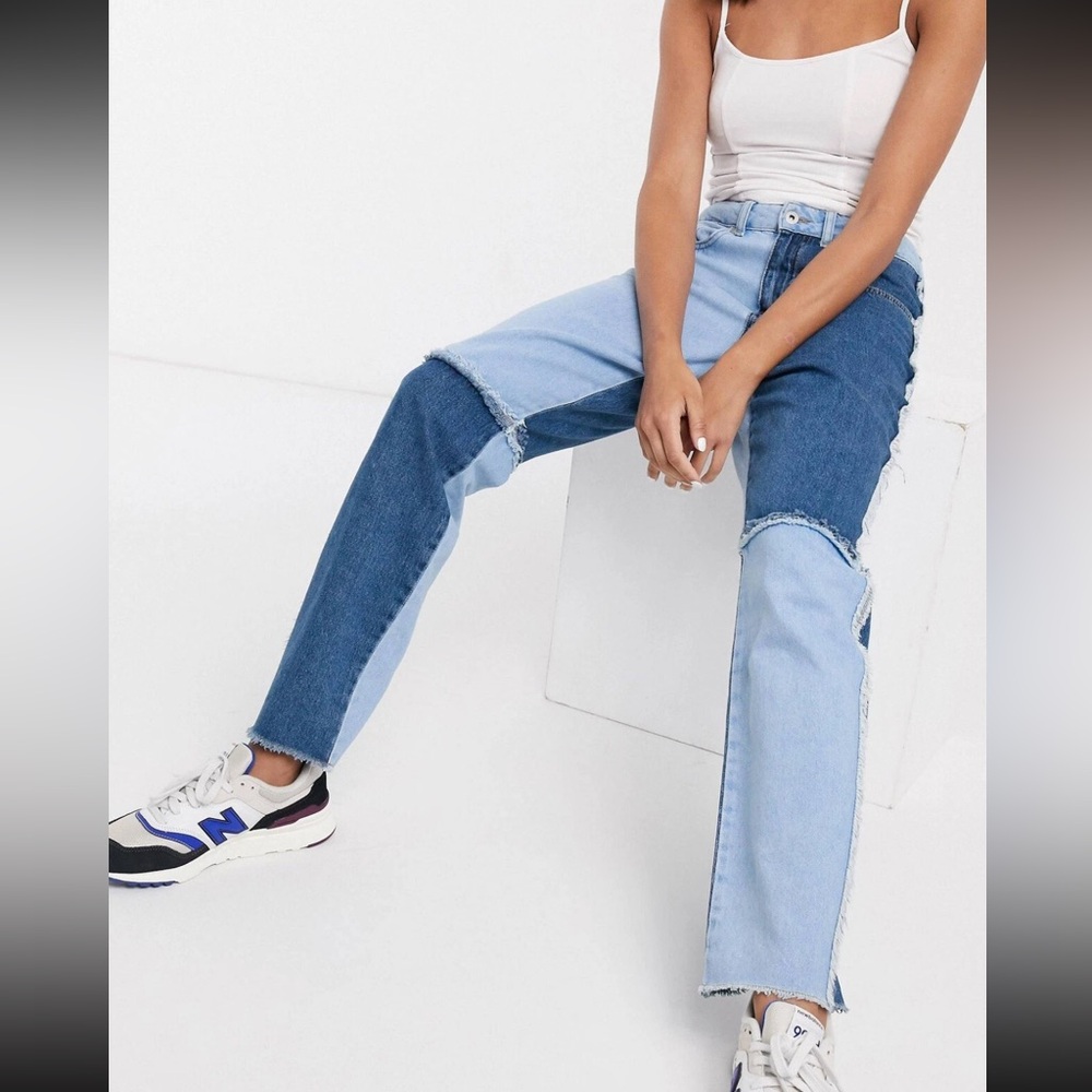 The Ragged Priest Blue Patchwork Jeans
